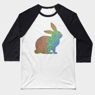 Holographic Rainbow Faux Glitter Easter Bunny Baseball T-Shirt